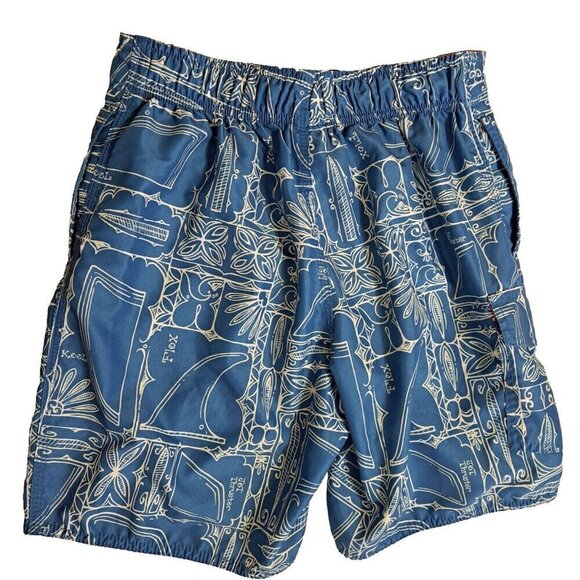 Quiksilver Men's Small Blue Print Swim Trunks Board Shorts Inseam 8" Waist 32" - Picture 3 of 8